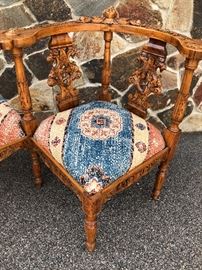 Antique European tete a tete conversation chair