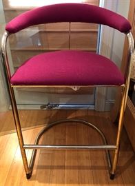 Pair, Upholstered and chrome MCM Italian chairs