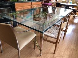 MCM Italian Steel and Glass Top Table