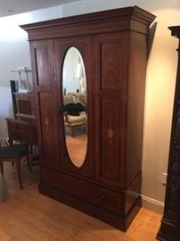 Vintage, mirrored wardrobe - mid 19th c.