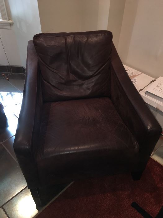 Pair of
Brown leather chairs