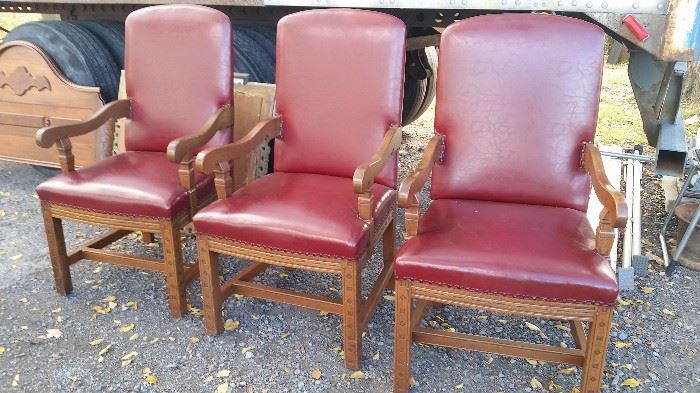 3 nice oak arm chairs