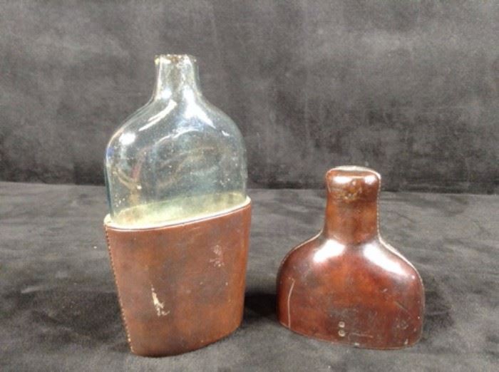 Vintage leather covered bottle