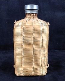 Wicker wrapped flask vintage