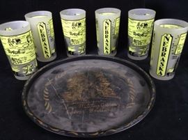 Six Nebraska souvenir tumbler glasses 
