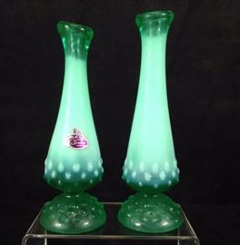 Fenton hobnail glass vases