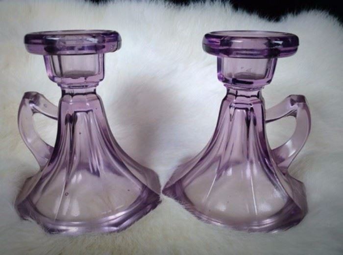 Pair of Glass Chamber candleholders 