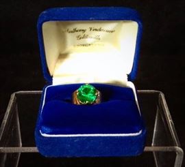 14K gold and glass stone ring