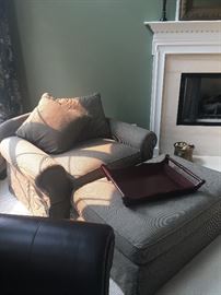 LOVELY OVERSIZE CHAIR W/OTTOMAN