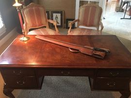 LOVELY WOOD DESK, CHAIRS, HARVEY H FLETCHER ST JOHN COMD'Y NO 1 K.T., PROVIDENCE R.I. AMES SWORD