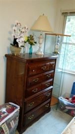 glass curio in corner, Chest of Drawers that goes with the bedroom set