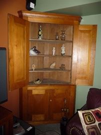 antique Butternut large corner cupboard / ETC