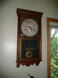 ANTIQUE LARGE REGULATOR   CALENDAR WALL CLOCK 