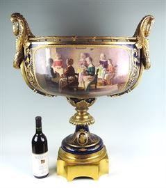 Huge Sevres Hand Painted & Bronze Centerpiece