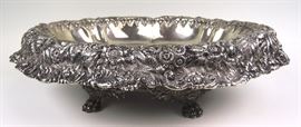 Very Large& Heavy Tiffany & Co. Sterling reposse footed bowl