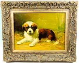 Wonderful St. Bernard Puppy painting signs Left