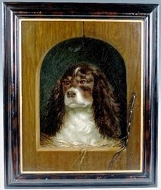 Great Spaniel Dog Painting. C.1880