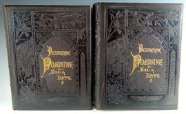 Magnificent Pair Antique Leather Books "Picturesque Palestine" Vol.1 & 2