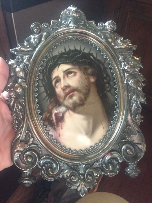 Portrait of Jesus in sterling