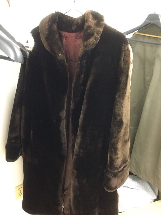 Mouton mid-length fur coat