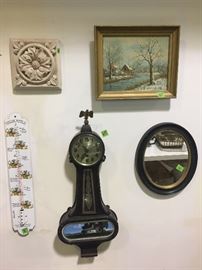 Mirror, oil painting, clock, etc.