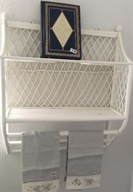 Wicker Shelf and Vintage Linen