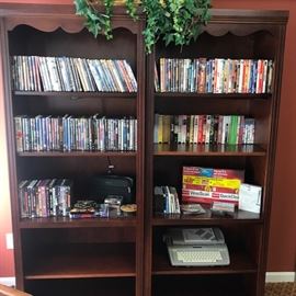 2 matching Bookcases DVDs VHFs