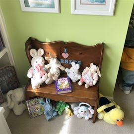 Childs bench with Bunnies
