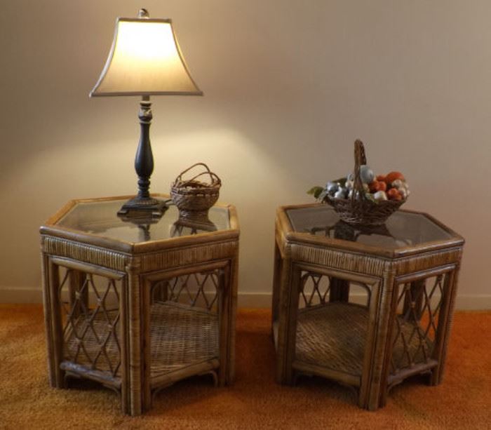 MFM003 Matching Bamboo Rattan End Tables
