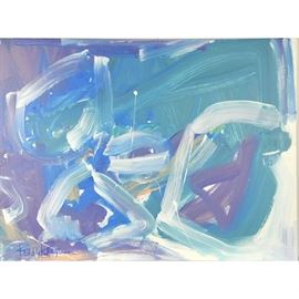 Robbie Kemper Original Acrylic on Canvas "Cool Pastel Loops": An original abstract acrylic painting on canvas by contemporary American artist Robbie Kemper (Cincinnati, Ohio; born 1957). This non-objective painting is alive with motion with cool blended and organic loops of color. White strokes highlight the canvas. This work is not framed but equipped to hang. Kemper studied art at the University of Cincinnati College of Design, Art, Architecture and Planning, and is currently a studio resident at the Pendleton Art Center in the historic district of Over-the-Rhine, Cincinnati, Ohio. For more information on the artist, please visit the link provided under Additional Information. See more at: robbiekemper.com