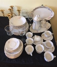 Vintage Wakbrzych Made in Poland Bone China - 45 piece set features a 14kt gold rim on each piece. Set include 5-piece place setting for 8 and accessory items include Meat Platter, Vegetable Dish, Coffee and Sugar Set.