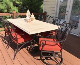 Travertine Marble and Iron Set: $3500