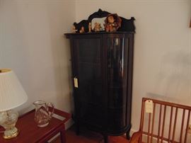 Antique Curved Oak China Cabinet
