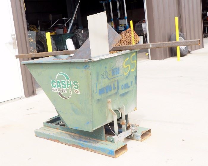 Cash's Vestil Self Dumping Scrap Metal Hopper, Contents Included, 38.5"H x 34"W x 43"D