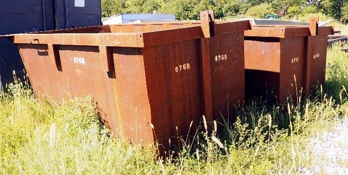 Industrial Dumpsters, No Lids, Qty 2, Approx 50"H x 63.5"W x 109"D