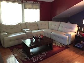 American Signature leather power reclining sectional sofa