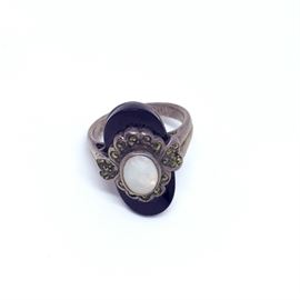 Sterling silver opal onyx ring