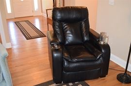 Power Leather Recliner Black