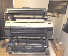 Canon ImagePROGRAF 36" Large Format Printer, Model IPF765, With Flat Stacker Basket, 2 Print Heads, Maximum 2400 x 1200 Dpi, Cut Sheet Or Roll Feed, Includes Toner, Roll Of Paper, And 22" Viewsonic Monitor, Model VX2258
