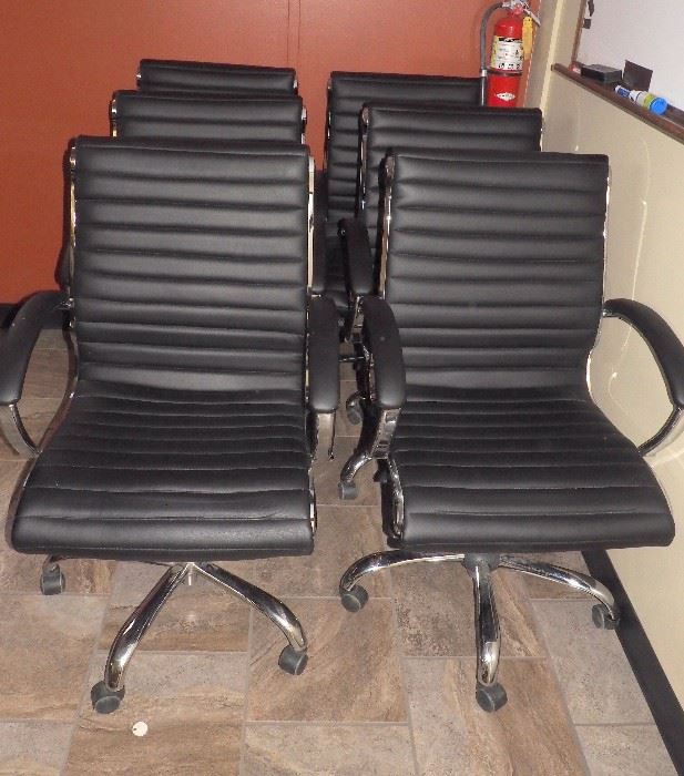 Chrome Frame Rolling Office Chairs, Qty 6