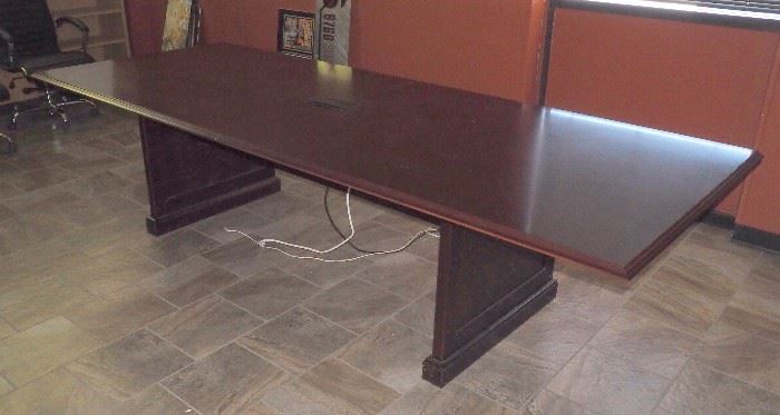 Executive Conference Table With Outlet And Port Bank, Surge Protector On Bottom, 30"H x 120"W x 48"D