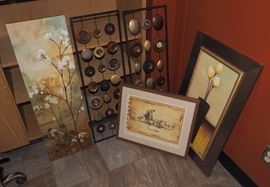 Metal Mirror Wall Art, 35"H x 12"W, Qty 2, Trailsend Framed Artwork, 17"H x 21"W, Framed Floral Print, 31"H x 19.25"W, And Canvas Flora Print, 36"H x 12"W, Total Qty 5