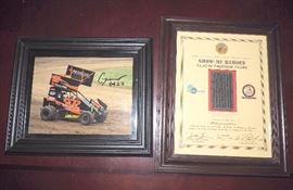 Showme Heroes Flag Of Freedom Award, Framed, And Autographed Raney Racing Outlaw Car Photo