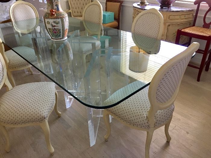 Jeffrey Bigelow lucite and glass dining room table