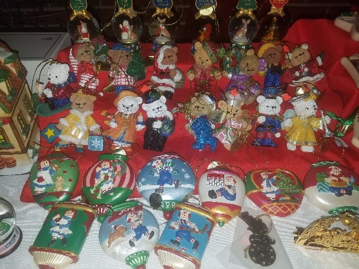 Vast collection of Danbury Mint Christmas ornaments including bears, Raggedy Ann & Andy, and more. 