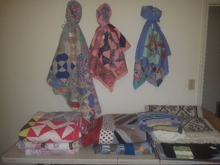 Several handmade quilts