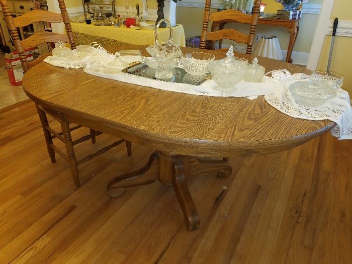 Another pedestal base table (this one has 6 ladderback chairs)