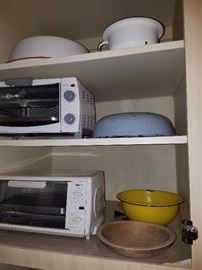 Enamelware & toaster ovens. 