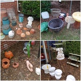 Flower pots, concrete yard art, vases, plant stands, & more. 