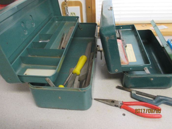 Several small tool boxes 